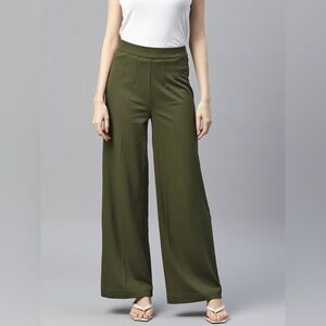 Marks & Spencer Olive Green Wide Leg High Waist Pants Size 10